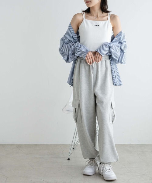 WEGO（ウィゴー）の「WEGO/ロゴ刺繍クロスショートキャミ（キャミソール・レディース・ホワイト/ブラック/パープル・FREE）」の13枚目の写真