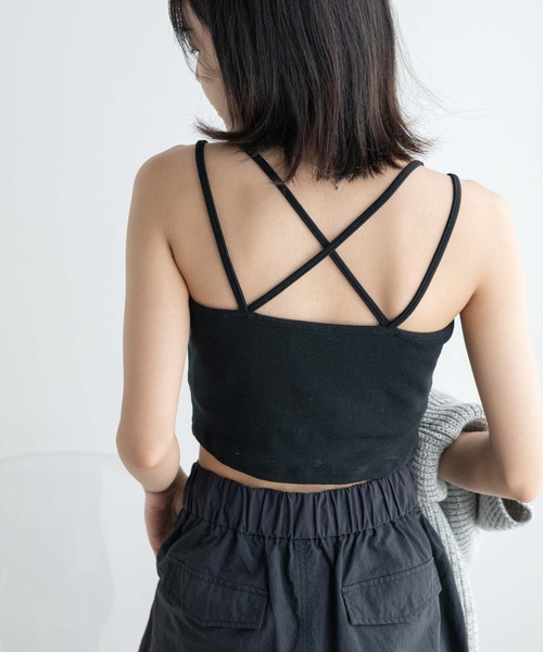 WEGO（ウィゴー）の「WEGO/ロゴ刺繍クロスショートキャミ（キャミソール・レディース・ホワイト/ブラック/パープル・FREE）」の21枚目の写真