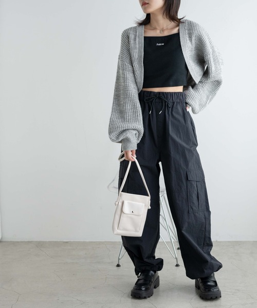 WEGO（ウィゴー）の「WEGO/ロゴ刺繍クロスショートキャミ（キャミソール・レディース・ホワイト/ブラック/パープル・FREE）」の18枚目の写真