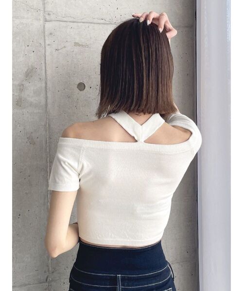 GYDA（ジェイダ）の「2way チョーカー ニット TOPS（ニット/セーター・レディース・ブラック/オフホワイト・FREE）」の15枚目の写真