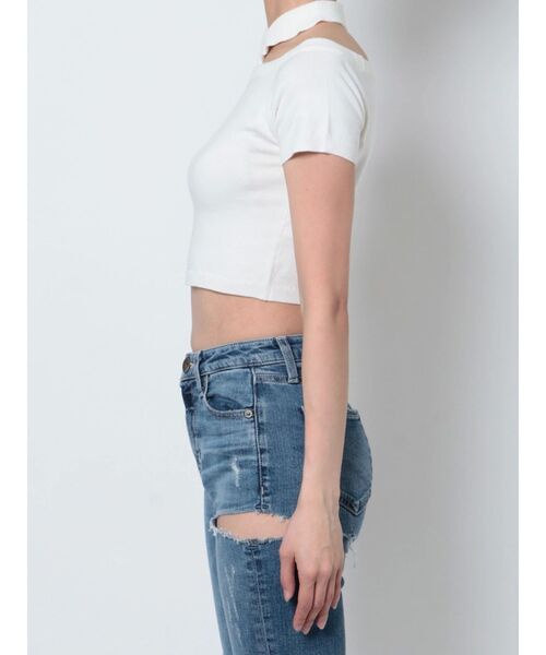 GYDA（ジェイダ）の「2way チョーカー ニット TOPS（ニット/セーター・レディース・ブラック/オフホワイト・FREE）」の20枚目の写真