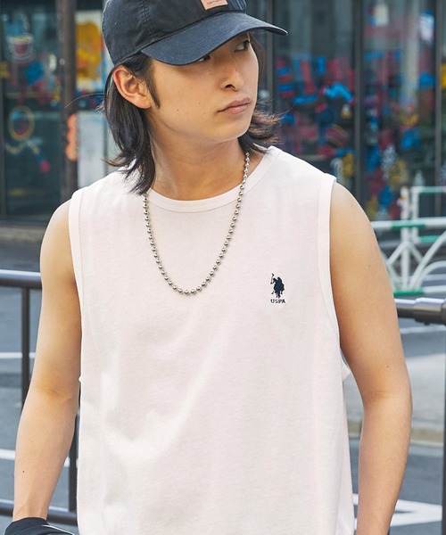 U.S. POLO ASSN.（ユーエスポロアッスン）の「U.S. POLO ASSN. /ユーエスポロアッスン 別注ワンポイント刺繍 ロングレイヤードタンクトップ（タンクトップ・メンズ・杢グレー/オリーブ/ブラック/ネイビー/ホワイト/ダークブラウン/ブラック系・M/L）」の14枚目の写真