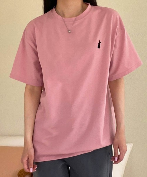 Dalfwin（ダールフィン）の「韓国ファッション ラビット刺繍オーバーサイズ半袖Tシャツ（Tシャツ/カットソー・レディース・ピンク/ホワイト/ネイビー/クリーム・FREE）」の18枚目の写真