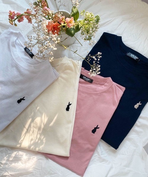 Dalfwin（ダールフィン）の「韓国ファッション ラビット刺繍オーバーサイズ半袖Tシャツ（Tシャツ/カットソー・レディース・ピンク/ホワイト/ネイビー/クリーム・FREE）」の20枚目の写真