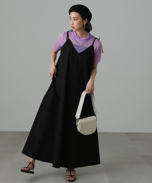 FREE'S MART（フリーズマート）の「◆肩リボンテントラインキャミワンピース（ワンピース・レディース・レッド/ブラック・MEDIUM/SMALL）」の5枚目の写真