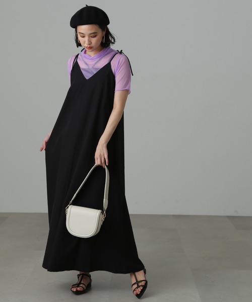 FREE'S MART（フリーズマート）の「◆肩リボンテントラインキャミワンピース（ワンピース・レディース・レッド/ブラック・MEDIUM/SMALL）」の6枚目の写真