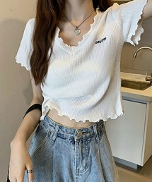 NinaetLina | メロウフリルショート丈半袖Tシャツ(Tシャツ/カットソー)