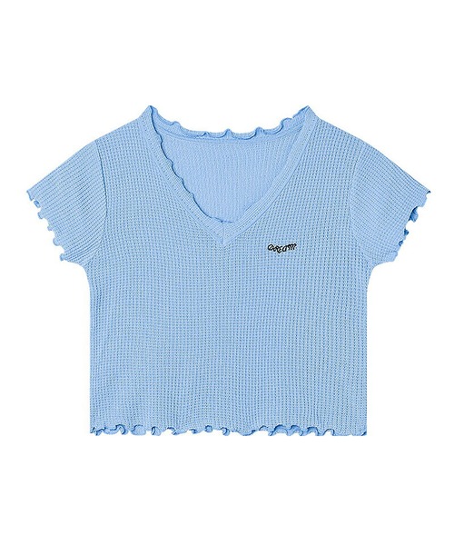 NinaetLina（ニナエリナ）の「メロウフリルショート丈半袖Tシャツ（Tシャツ/カットソー・レディース・ホワイト/ピンク/ブルー/ブラック/パープル・FREE）」の14枚目の写真