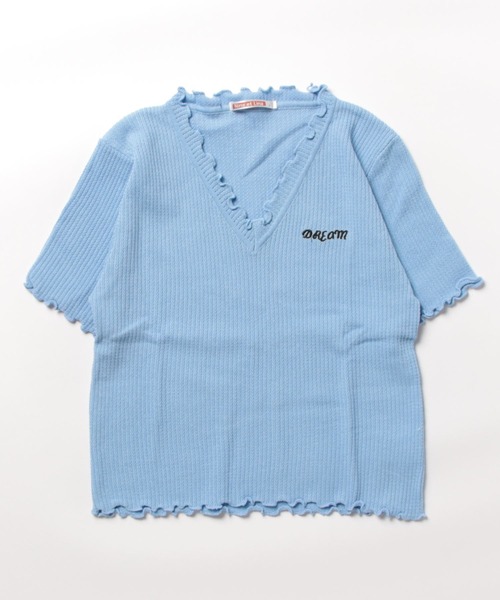 NinaetLina（ニナエリナ）の「メロウフリルショート丈半袖Tシャツ（Tシャツ/カットソー・レディース・ホワイト/ピンク/ブルー/ブラック/パープル・FREE）」の18枚目の写真