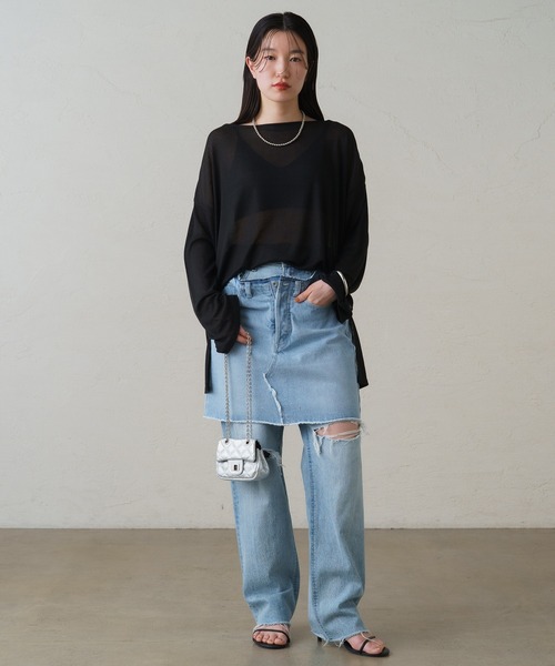 LOUNGEDRESS（ラウンジドレス）の「デニムミニスカート（デニムスカート・レディース・ブラック/ブルー・SMALL/MEDIUM）」の10枚目の写真