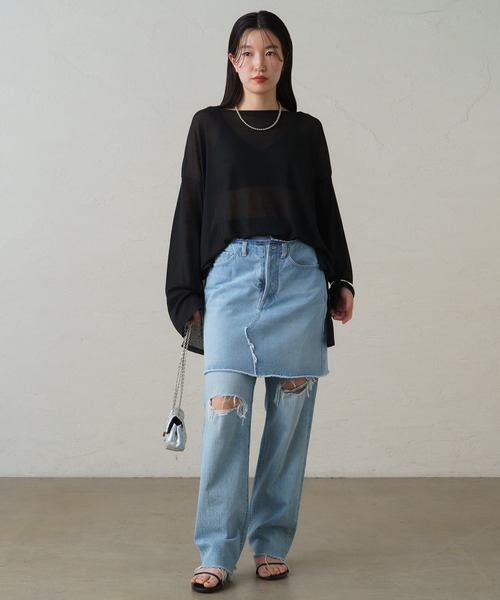 LOUNGEDRESS（ラウンジドレス）の「デニムミニスカート（デニムスカート・レディース・ブラック/ブルー・SMALL/MEDIUM）」の16枚目の写真