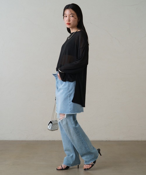 LOUNGEDRESS（ラウンジドレス）の「デニムミニスカート（デニムスカート・レディース・ブラック/ブルー・SMALL/MEDIUM）」の4枚目の写真