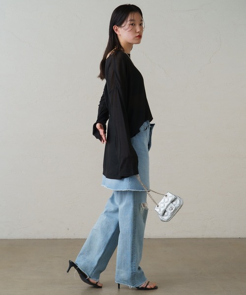 LOUNGEDRESS（ラウンジドレス）の「デニムミニスカート（デニムスカート・レディース・ブラック/ブルー・SMALL/MEDIUM）」の8枚目の写真