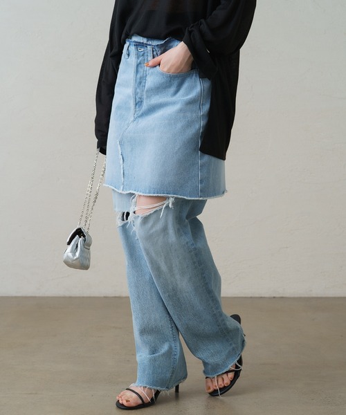 LOUNGEDRESS（ラウンジドレス）の「デニムミニスカート（デニムスカート・レディース・ブラック/ブルー・SMALL/MEDIUM）」の13枚目の写真