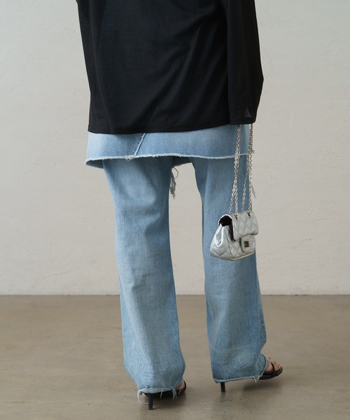 LOUNGEDRESS（ラウンジドレス）の「デニムミニスカート（デニムスカート・レディース・ブラック/ブルー・SMALL/MEDIUM）」の6枚目の写真