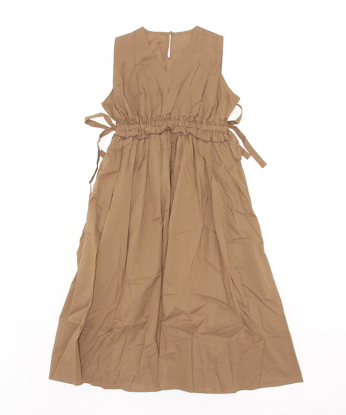 STYLEBLOCK(スタイルブロック)の「綿ローンウエストギャザーノースリーブワンピース(ワンピース・レディース・ブラウン/ライトベージュ/ブルー/ブラック・M)」の6枚目の写真