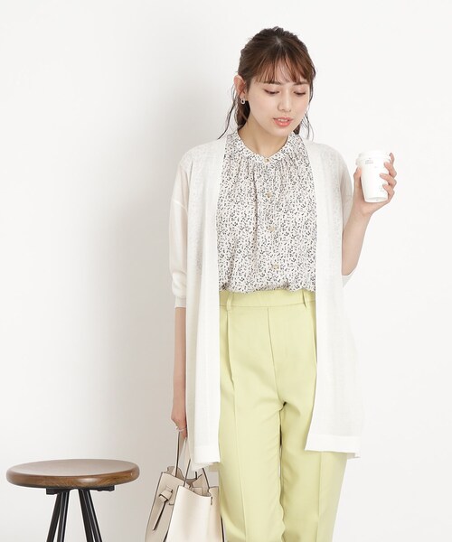 SHOO・LA・RUE(シューラルー)の「◆【接触冷感】大人の抜け感 シアートッパー ロングカーディガン(カーディガン/ボレロ・レディース・ライトブルー/ブラック/パープル/オフホワイト/グリーン系・00)」の16枚目の写真