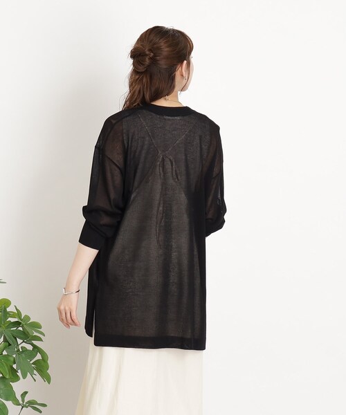 SHOO・LA・RUE(シューラルー)の「◆【接触冷感】大人の抜け感 シアートッパー ロングカーディガン(カーディガン/ボレロ・レディース・ライトブルー/ブラック/パープル/オフホワイト/グリーン系・00)」の17枚目の写真