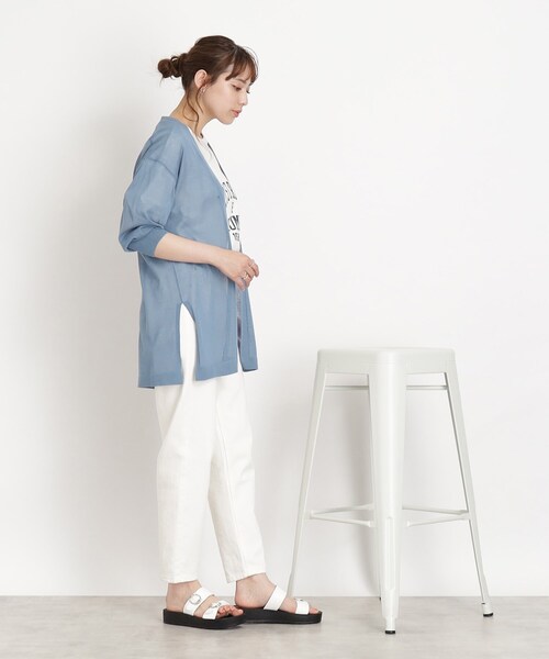 SHOO・LA・RUE(シューラルー)の「◆【接触冷感】大人の抜け感 シアートッパー ロングカーディガン(カーディガン/ボレロ・レディース・ライトブルー/ブラック/パープル/オフホワイト/グリーン系・00)」の18枚目の写真