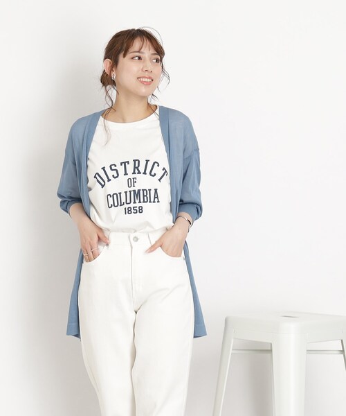 SHOO・LA・RUE(シューラルー)の「◆【接触冷感】大人の抜け感 シアートッパー ロングカーディガン(カーディガン/ボレロ・レディース・ライトブルー/ブラック/パープル/オフホワイト/グリーン系・00)」の13枚目の写真