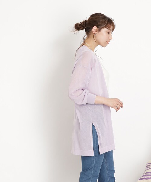 SHOO・LA・RUE(シューラルー)の「◆【接触冷感】大人の抜け感 シアートッパー ロングカーディガン(カーディガン/ボレロ・レディース・ライトブルー/ブラック/パープル/オフホワイト/グリーン系・00)」の19枚目の写真