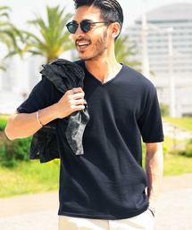 pheeny♢Vネックワッフルカットソー ニッセン（nissen） Tシャツ カットソー メンズ ヘビーウェイト
