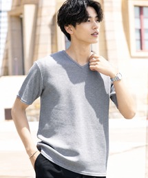 ワッフルサーマル Vネック 半袖Tシャツ カットソー