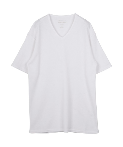 jiggys shop(ジギーズショップ)の「ワッフルサーマル Vネック 半袖Tシャツ カットソー(Tシャツ/カットソー・メンズ・ネイビー/ホワイト/ミックスグレー/ブラック/オリーブ・X-LARGE/MEDIUM/SMALL/LARGE)」の10枚目の写真