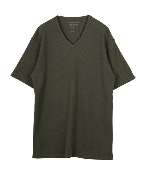 jiggys shop(ジギーズショップ)の「ワッフルサーマル Vネック 半袖Tシャツ カットソー(Tシャツ/カットソー・メンズ・ネイビー/ホワイト/ミックスグレー/ブラック/オリーブ・X-LARGE/MEDIUM/SMALL/LARGE)」の13枚目の写真