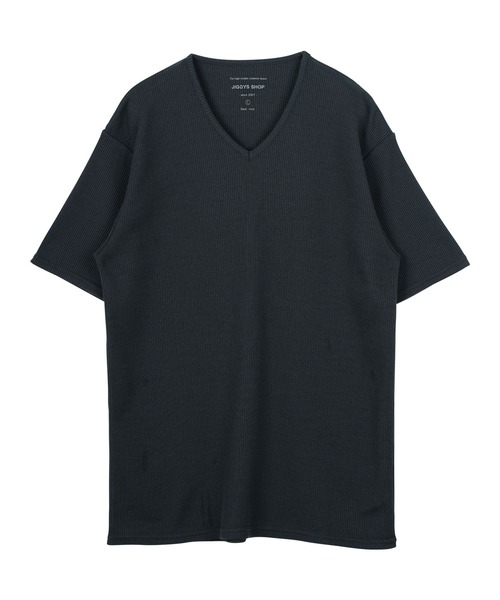 jiggys shop(ジギーズショップ)の「ワッフルサーマル Vネック 半袖Tシャツ カットソー(Tシャツ/カットソー・メンズ・ネイビー/ホワイト/ミックスグレー/ブラック/オリーブ・X-LARGE/MEDIUM/SMALL/LARGE)」の14枚目の写真