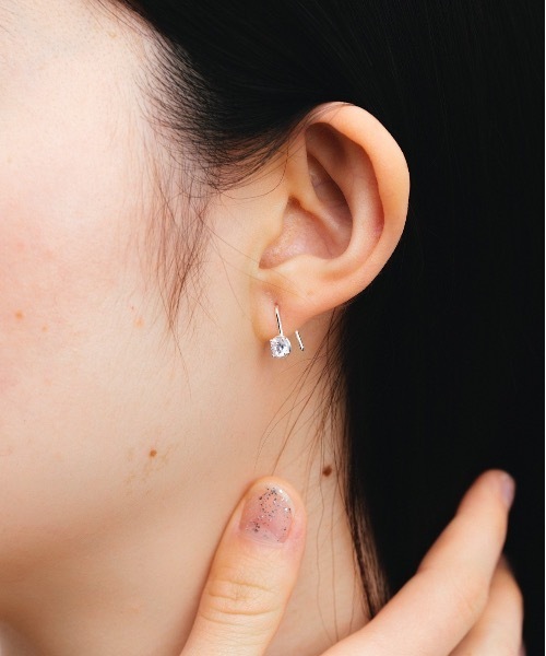 シルバー925 ラウンド型クリスタルピアス Tiny Crystal Pierce-シルバー925クリスタルピアス-（ピアス（両耳用