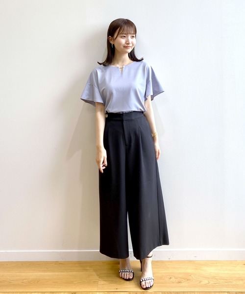 index(インデックス)の「◆リネンタッチ ワイドパンツ【イージーケア/洗濯機洗い可】(その他パンツ・レディース・ブラック/チャコールグレー/ブラウン系・42/40/38/36)」の5枚目の写真