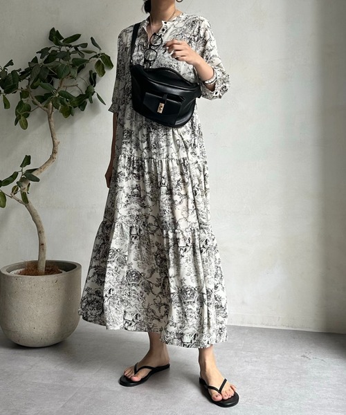 DouDou（ドゥドゥ）の「【WEB限定】6分袖プリントティアード