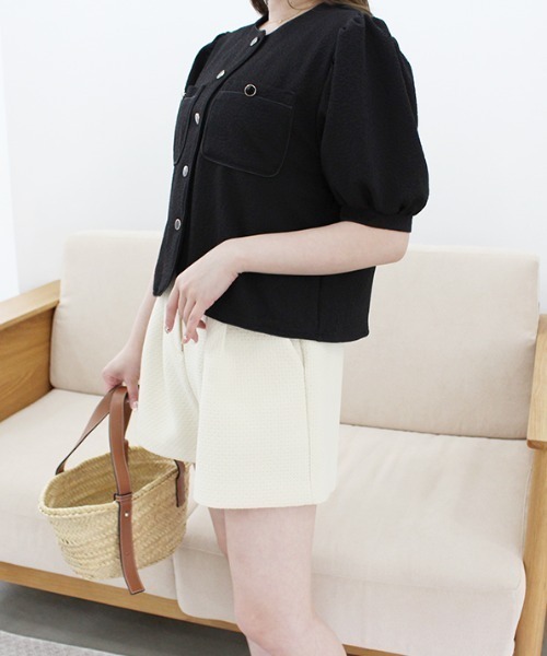 MODE ROBE（モードローブ）の「パイピングポケットデザイントップス（シャツ/ブラウス・レディース・ホワイト/ブラック・FREE）」の14枚目の写真