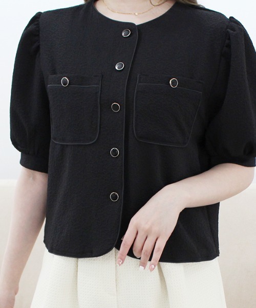 MODE ROBE（モードローブ）の「パイピングポケットデザイントップス（シャツ/ブラウス・レディース・ホワイト/ブラック・FREE）」の17枚目の写真