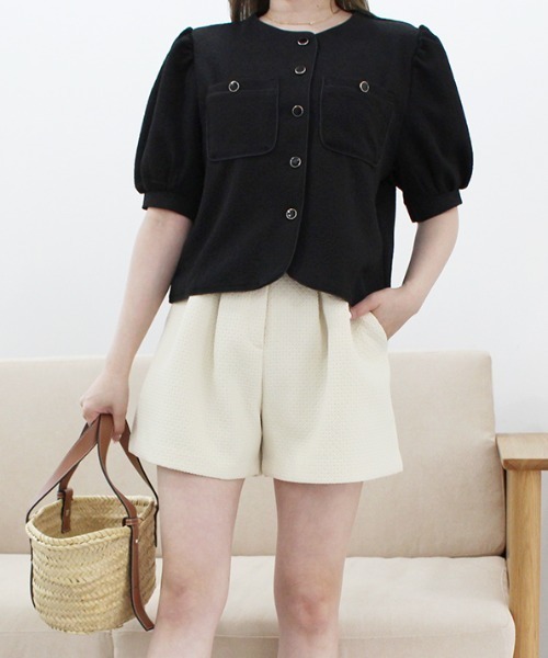 MODE ROBE（モードローブ）の「パイピングポケットデザイントップス（シャツ/ブラウス・レディース・ホワイト/ブラック・FREE）」の11枚目の写真