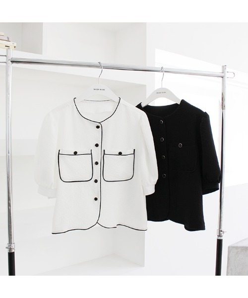 MODE ROBE（モードローブ）の「パイピングポケットデザイントップス（シャツ/ブラウス・レディース・ホワイト/ブラック・FREE）」の18枚目の写真