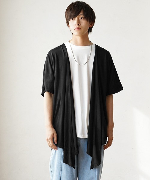 MinoriTY(マイノリティ)の「【MinoriTY】柔らか素材2WAYカシュクール カーディガン メンズ ウィメンズ ユニセックス カットソー 秋服 夏服(カーディガン/ボレロ・メンズ・ブラック/ライトグレー/パープル・L/S/M)」の16枚目の写真