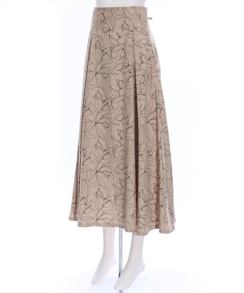 clear（クリア）の「バックスピンドル花柄フレアロングスカート （スカート・レディース・ベージュ/オフホワイト/ブルー・F）」の4枚目の写真
