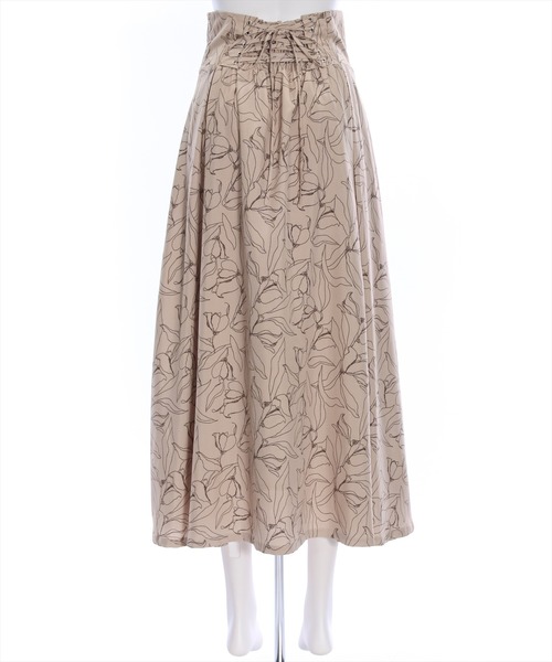 clear（クリア）の「バックスピンドル花柄フレアロングスカート （スカート・レディース・ベージュ/オフホワイト/ブルー・F）」の7枚目の写真