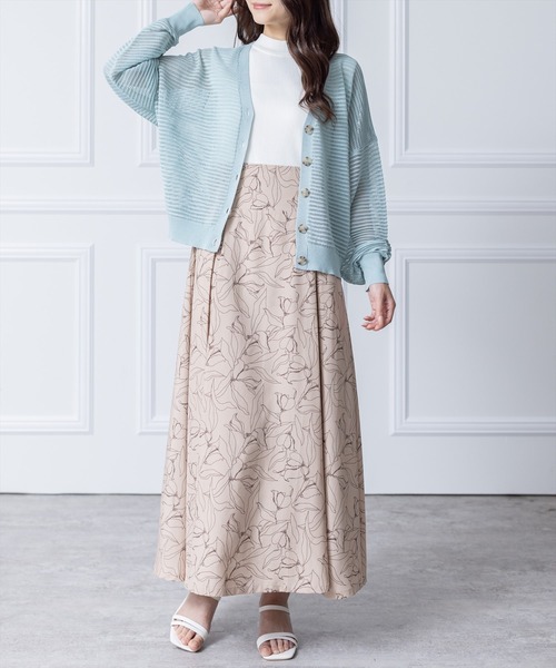 clear（クリア）の「バックスピンドル花柄フレアロングスカート （スカート・レディース・ベージュ/オフホワイト/ブルー・F）」の18枚目の写真