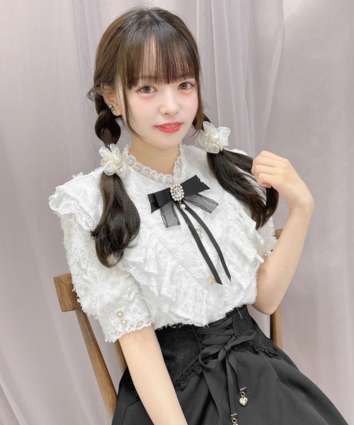 ドゥロワー ロシャス 半袖フリルブラウス