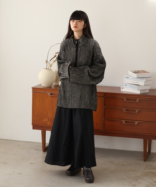 Aphlotus(アプロタス)の「モヘアタッチ バイカラーストライプ ハイネックハーフジップニット(ニット/セーター・メンズ・ブラック/ブラウン・MEDIUM/LARGE)」の15枚目の写真