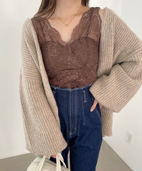 mysty woman（ミスティウーマン）の「［追加1］カップツキレースインナータンク 982625（タンクトップ・レディース・グレイッシュブルー/オフホワイト/ブラック/ブラウン・FREE）」の3枚目の写真