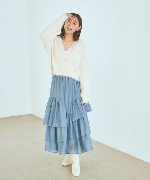 mysty woman（ミスティウーマン）の「［追加1］カップツキレースインナータンク 982625（タンクトップ・レディース・グレイッシュブルー/オフホワイト/ブラック/ブラウン・FREE）」の7枚目の写真