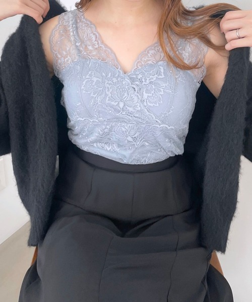 mysty woman（ミスティウーマン）の「［追加1］カップツキレースインナータンク 982625（タンクトップ・レディース・グレイッシュブルー/オフホワイト/ブラック/ブラウン・FREE）」の15枚目の写真