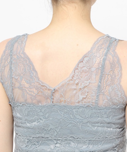 mysty woman（ミスティウーマン）の「［追加1］カップツキレースインナータンク 982625（タンクトップ・レディース・グレイッシュブルー/オフホワイト/ブラック/ブラウン・FREE）」の20枚目の写真