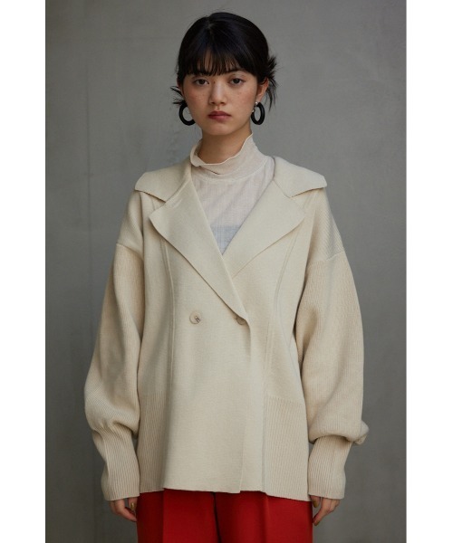 AZUL by moussy(アズールバイマウジー)の「テーラードニットジャケット(テーラードジャケット・レディース・グレー/ブラック/アイボリー・FREE)」の7枚目の写真
