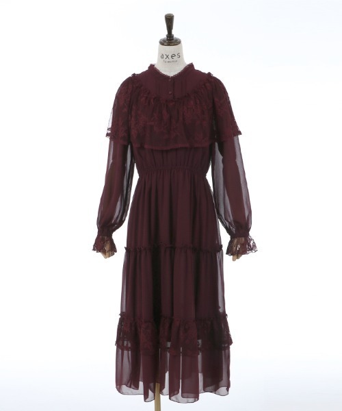 axes femme(アクシーズファム)の「レースケープティアードワンピース(ワンピース・レディース・ブラック/モカ/ワイン・MEDIUM)」の19枚目の写真