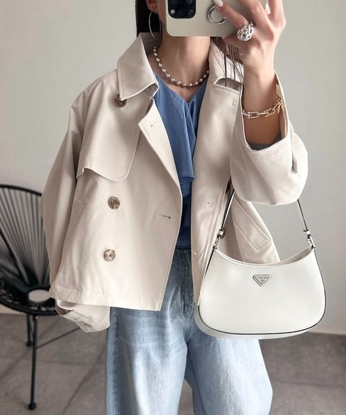 Ada.（エイダ）の「ショート トレンチコート（トレンチコート・レディース・アイボリー/ライトカーキ/ベージュ/ネイビー/ブラック・FREE）」の2枚目の写真